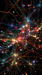 Wall Mural - abstract genius: sparking lights visualizing neural pathways