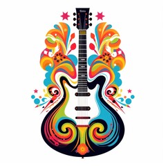 Sticker - Guitar graphics pattern art.