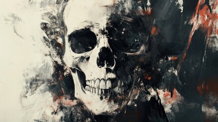 Canvas Print - A Skull Painted in Abstract Expressionist Style