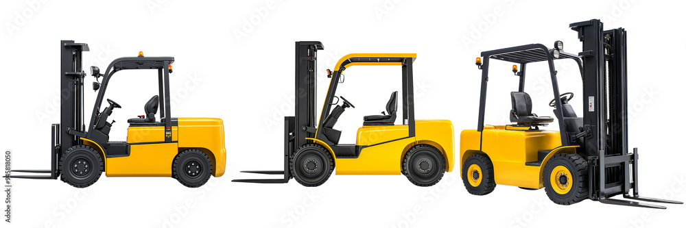 Yellow Forklifts Isolated on Transparent Background PNG Cutout Stock ...