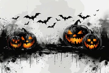 Halloween with pumpkin illustration on white background. Halloween concept background