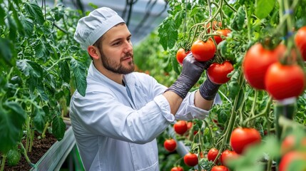 A man is holding a bunch of tomatoes in their hands