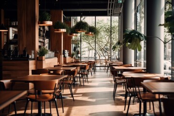 Interior of a modern empty cafe