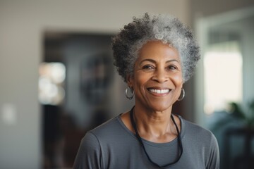 Wall Mural - Portrait of a smiling body positive senior woman