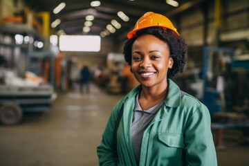 Wall Mural - Portrait of a smiling middle aged female warehouse worker