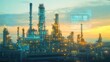 © Sevinj - Photorealistic Oil and Gas Industry with Double Exposure of Digital Identity - Data Visualization Concept in Morning Light. AI generated illustration