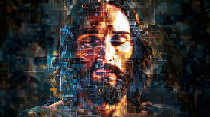 A portrait of Jesus Christ made with generative AI, AI Generative