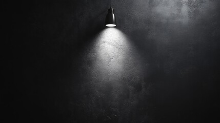 Poster - A black and white photo of a light shining on a wall