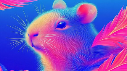 Wall Mural - Colorful multicolored illustration with a rodent