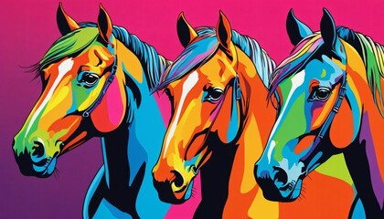 pop art of three horses