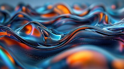   A close-up of a blue and orange wave pattern in a computer-generated image of a computer-generated wave