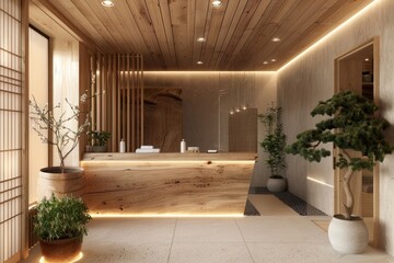 Poster - Reception of wellness spa architecture building lobby.