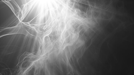 abstract grey and black smokey background with large light source at the top, AI Generative