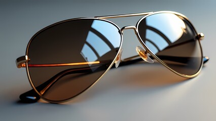 Stylish Aviator Sunglasses with Mirrored Lenses and Thin Metallic Frames Isolated Design