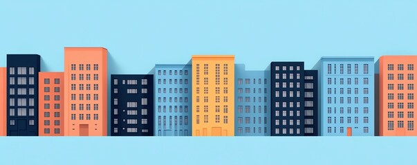 Highdensity residential blueprint, urban housing strategy, flat design illustration