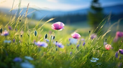 Wall Mural -  wildflowers in full bloom, 