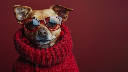 Wall Mural - Trendy Corgi in Red Jacket and Sunglasses - Urban Cool  Desktop Wallpaper