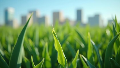 Wall Mural - Vibrant cityscape meets lush greenery