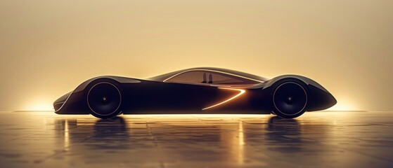 A sleek black sports car on a warm, elegant background with glowing lights, evoking a blend of technology, sophistication, and modern elegance.