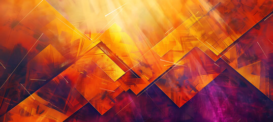 Wall Mural - An Abstract Orange and Purple Gradient Featuring Geometric Shapes