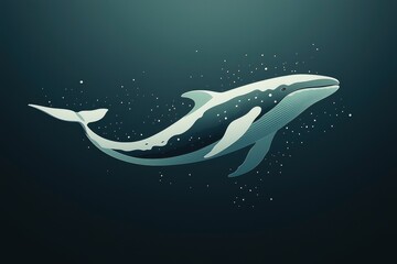 Whale Swimming Through Starry Ocean