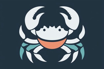 Poster - Simple Crab Illustration with Blue and Orange Accents