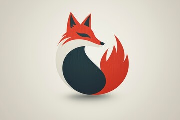 Poster - Abstract Fox Logo Design - Red and Black