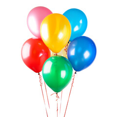 Wall Mural - Colorful birthday balloons, isolated on transparent