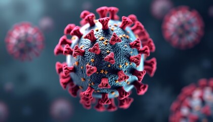 Canvas Print - Viral threat  A closeup view of a coronavirus