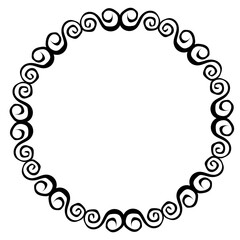 Wall Mural - Black round frame in doodle style with spiral pattern