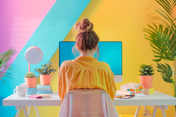 Sticker - Social Media Influencer Engaging with Followers in Stylish Workspace  