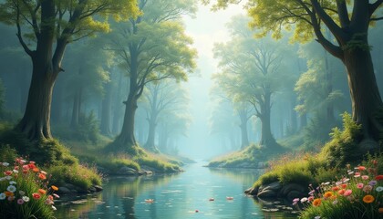 Wall Mural - Enchanted Forest  A serene path through the heart of nature