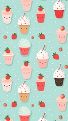 Poster - Parfait backgrounds strawberry dessert.