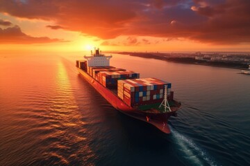 Wall Mural - Container outdoors vehicle sunset.