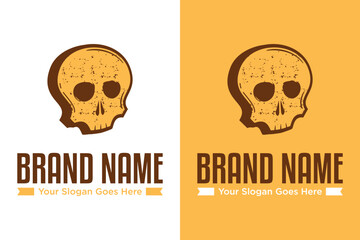 simple modern skull head bread bakery food logo design vector illustration