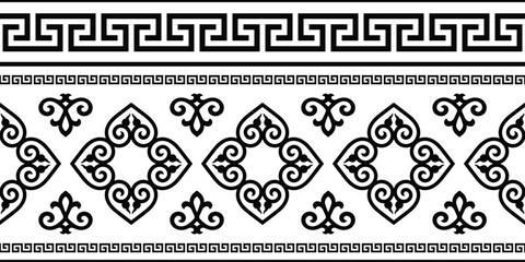 Wall Mural - Ethnic background on the theme of Mongolian national ornament, seamless pattern, vector design	