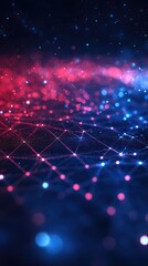 Wall Mural - a vibrant abstract scene featuring interconnected lines and glowing dots, creating a dynamic, digita