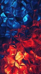 Wall Mural - a vibrant abstract texture featuring crumpled metallic patterns in blue and red tones, perfect for c