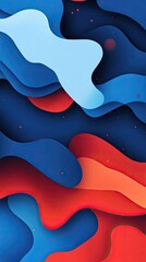 Wall Mural - vibrant abstract waves of blue, red, and white tones flowing seamlessly. perfect for backgrounds, de