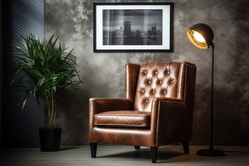 Poster - Armchair furniture leather frame.