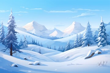 Poster - Landscape mountain outdoors winter.