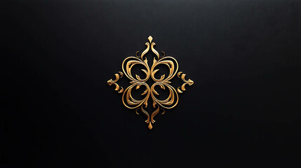 Sticker - Ornate golden design on a black background.