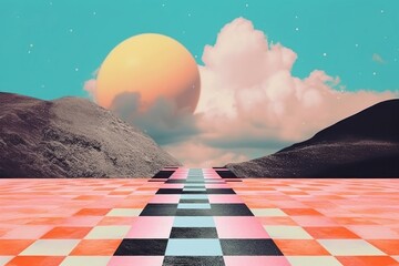 Canvas Print - PNG Chessboard horizon nature sky.