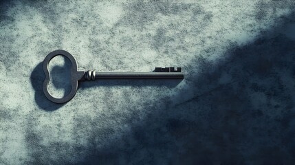 Wall Mural - a conceptual and surreal image of a key casting a long geometric shadow that takes the shape of a do