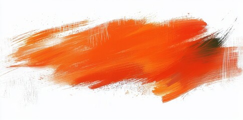 Leinwandbilder - An orange ink brush stroke with splashes of orange ink on a transparent PNG background.