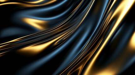 Wall Mural - A swirl of dark gold and black curves with a touch of light gold in a smooth, abstract design displaying ultrafine details and circular patterns.