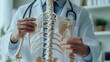 © FACTORY GRAPHICA  - male doctor and skeleton human model in hospital to show health of bone and join