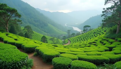 Canvas Print - Vibrant green landscape perfect for a serene getaway