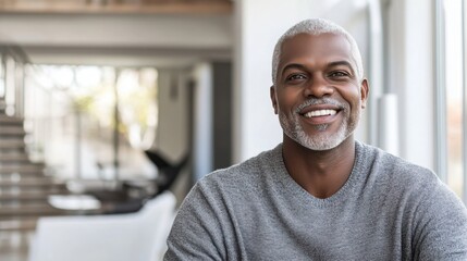 Sticker - Smiling Senior African American Man Relaxing at Home