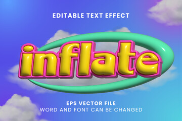 Wall Mural - y2k style 3d inflated vector text effect. pop retro inflated text style